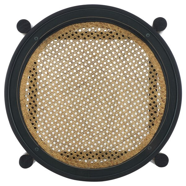 Karyna Rattan Accent Table in Black and Natural with Glass Top