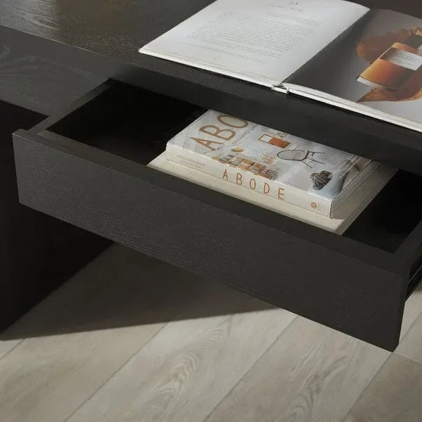 Deborah Elm Wood Desk in Black with Drawer