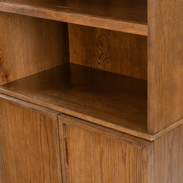 Zeus 4 Shelf Wood Bookcase in Medium Oak