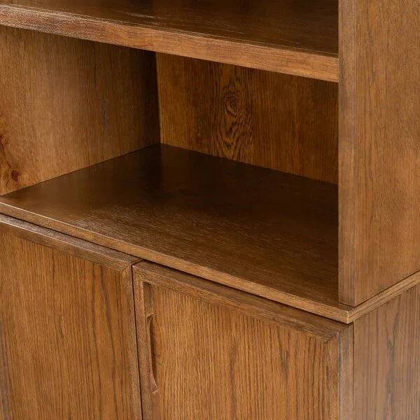 Zeus 4 Shelf Wood Bookcase in Medium Oak