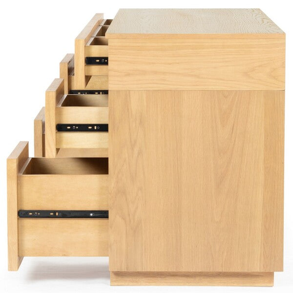 Zeus 7 Drawer Wood Desk in Natural