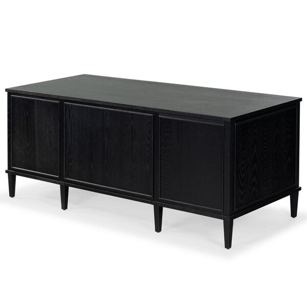 Ariella 5 Drawer Wood Desk in Black