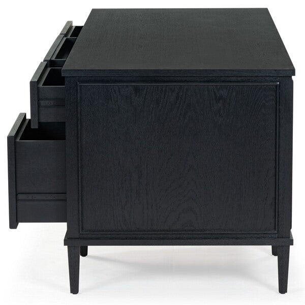 Ariella 5 Drawer Wood Desk in Black