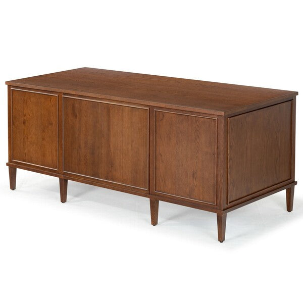 Ariella 5 Drawer Wood Desk in Walnut