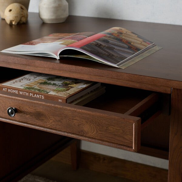 Ariella 5 Drawer Wood Desk in Walnut
