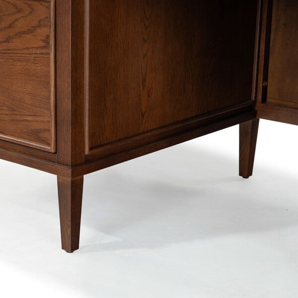 Ariella 5 Drawer Wood Desk in Walnut