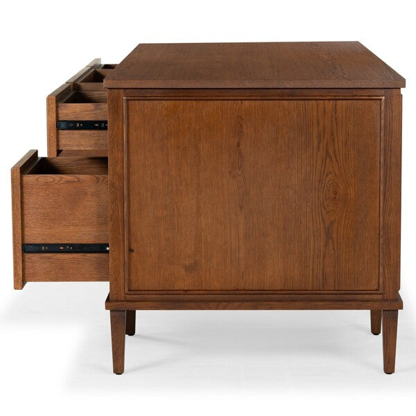 Ariella 5 Drawer Wood Desk in Walnut