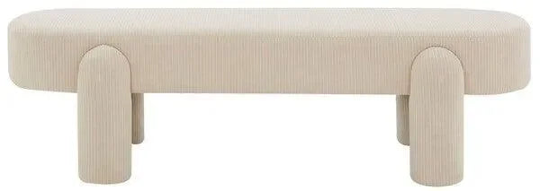Laurence Wood Bench in Sand - The Mayfair Hall