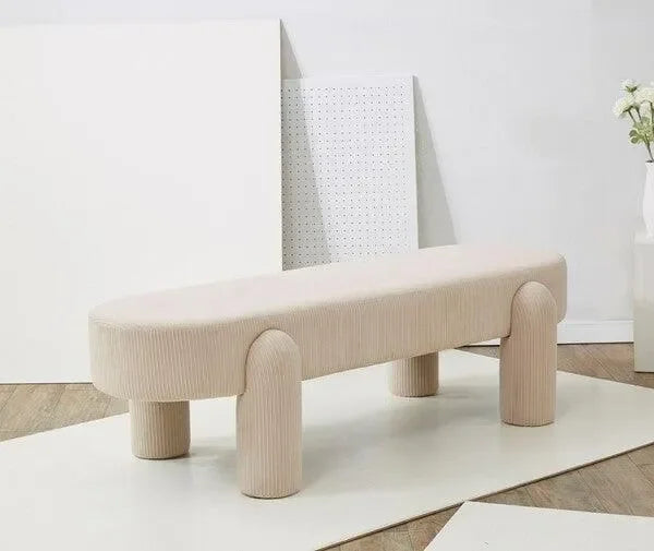 Laurence Wood Bench in Sand - The Mayfair Hall