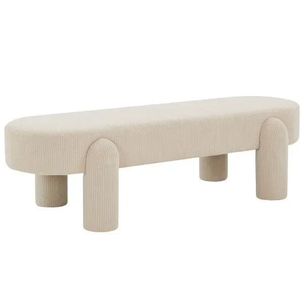 Laurence Wood Bench in Sand - The Mayfair Hall