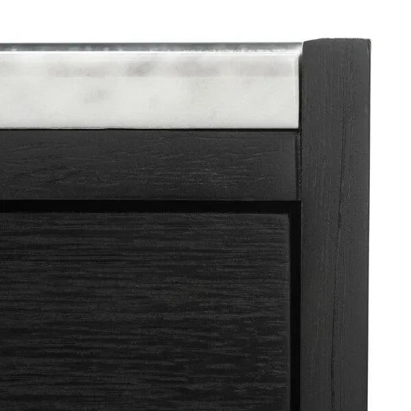 Adeline Wood Nightstand in Black with Marble Top - The Mayfair Hall