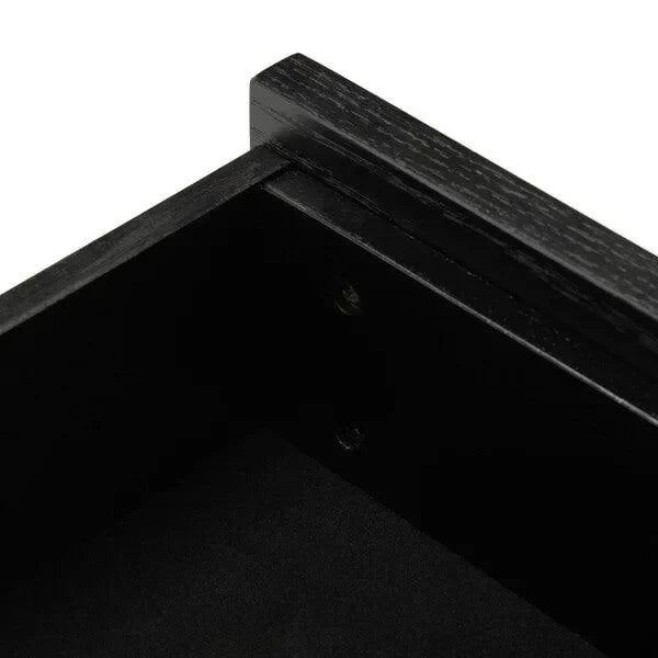 Adeline Wood Nightstand in Black with Marble Top - The Mayfair Hall