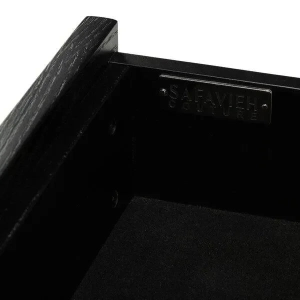 Adeline Wood Nightstand in Black with Marble Top - The Mayfair Hall