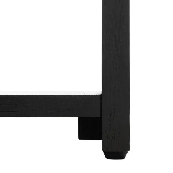 Adeline Wood Nightstand in Black with Marble Top - The Mayfair Hall