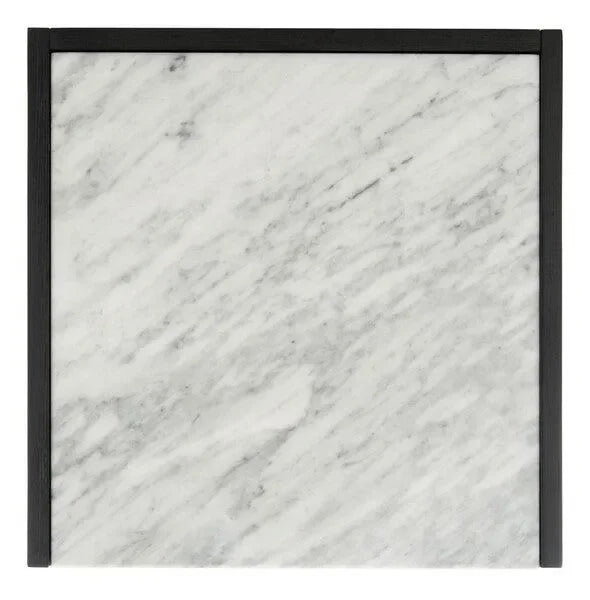 Adeline Wood Nightstand in Black with Marble Top - The Mayfair Hall