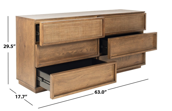 Zeus 6 Drawer Dresser in Brown
