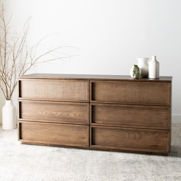 Zeus 6 Drawer Dresser in Brown