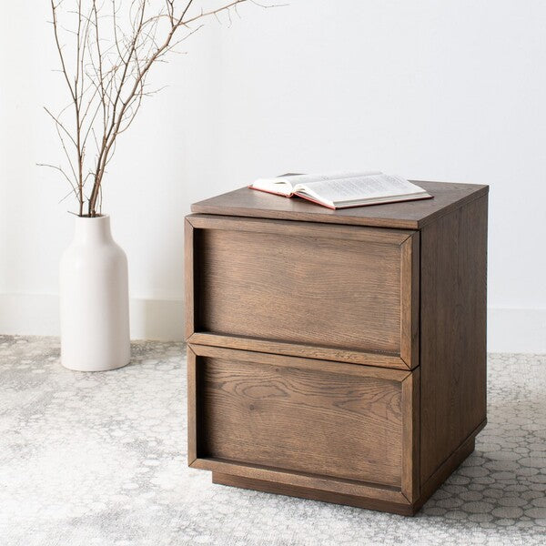 Zeus 2 Drawer Nightstand in Brown