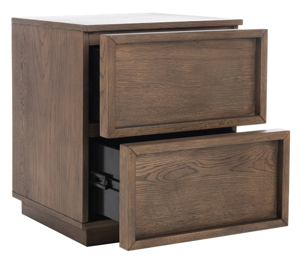 Zeus 2 Drawer Nightstand in Brown