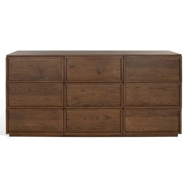 Zeus Acacia Wood Drawer Dresser in Medium Oak - The Mayfair Hall