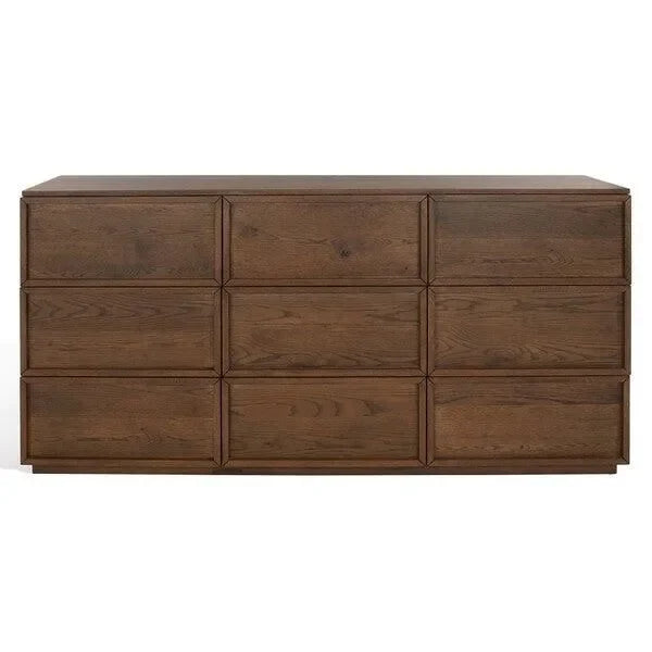 Zeus Acacia Wood Drawer Dresser in Medium Oak - The Mayfair Hall