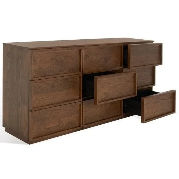 Zeus Acacia Wood Drawer Dresser in Medium Oak - The Mayfair Hall