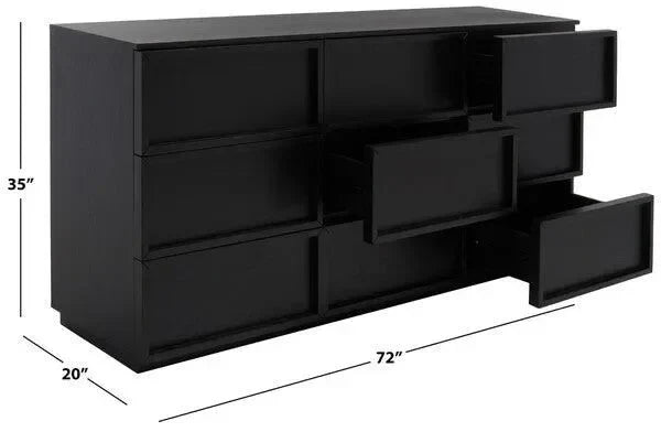 Zeus Acacia Wood Drawer Dresser in Black - The Mayfair Hall