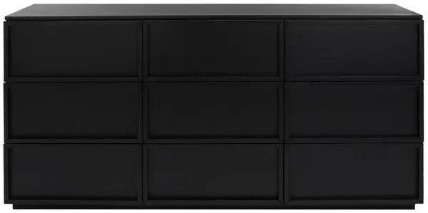 Zeus Acacia Wood Drawer Dresser in Black - The Mayfair Hall