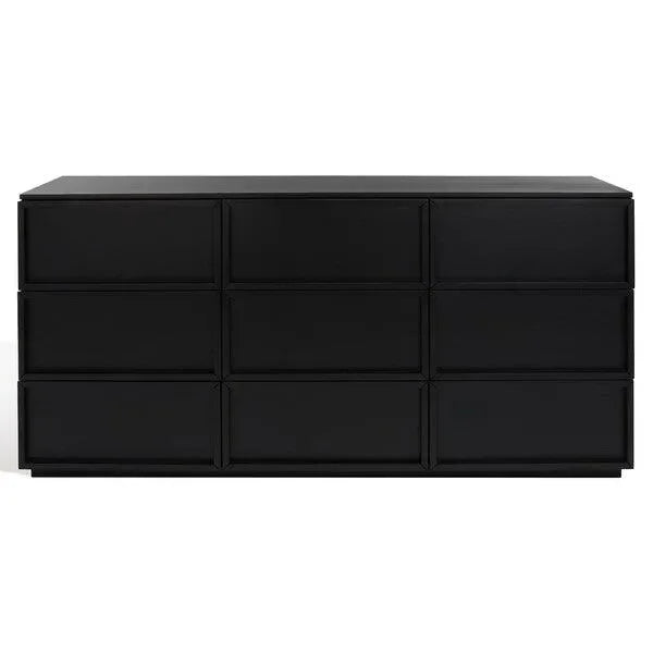Zeus Acacia Wood Drawer Dresser in Black - The Mayfair Hall