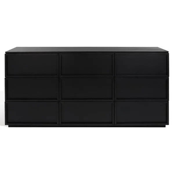 Zeus Acacia Wood Drawer Dresser in Black - The Mayfair Hall