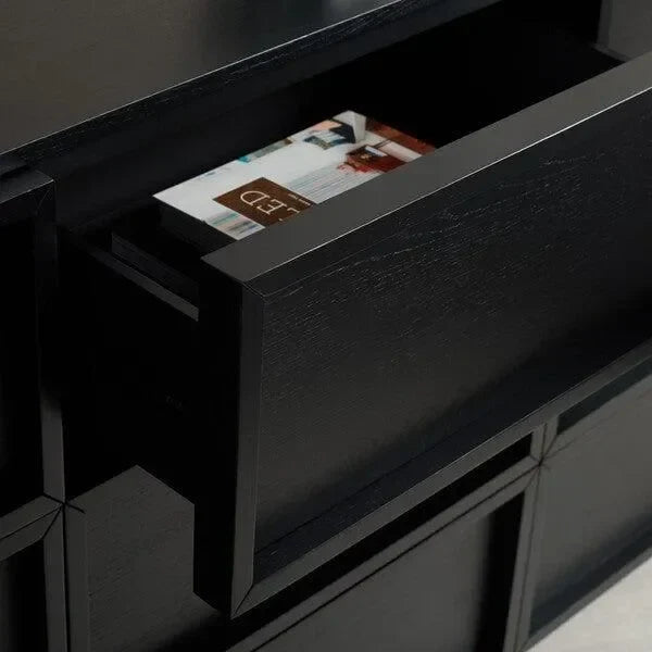 Zeus Acacia Wood Drawer Dresser in Black - The Mayfair Hall