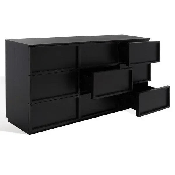 Zeus Acacia Wood Drawer Dresser in Black - The Mayfair Hall