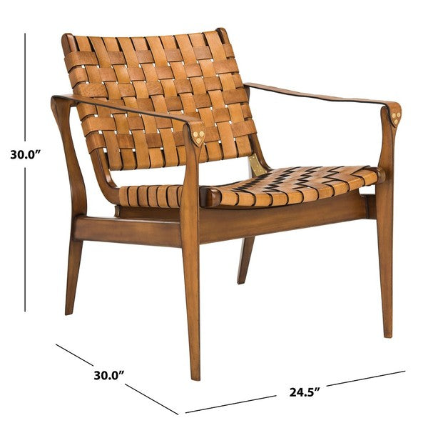 Dilan Leather Safari Chair in Brown