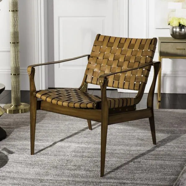 Dilan Leather Safari Chair in Brown