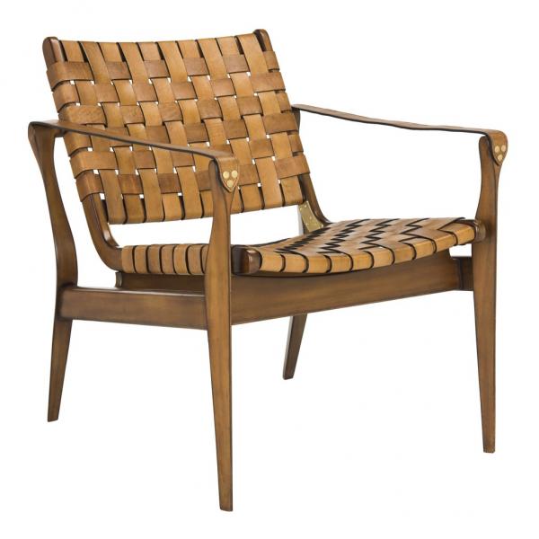 Dilan Leather Safari Chair in Brown
