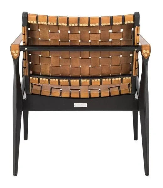 Dilan Leather Safari Chair in Brown and Black - The Mayfair Hall