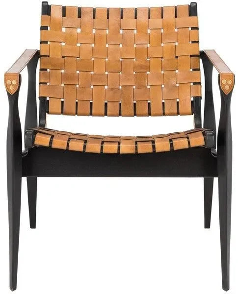 Dilan Leather Safari Chair in Brown and Black - The Mayfair Hall