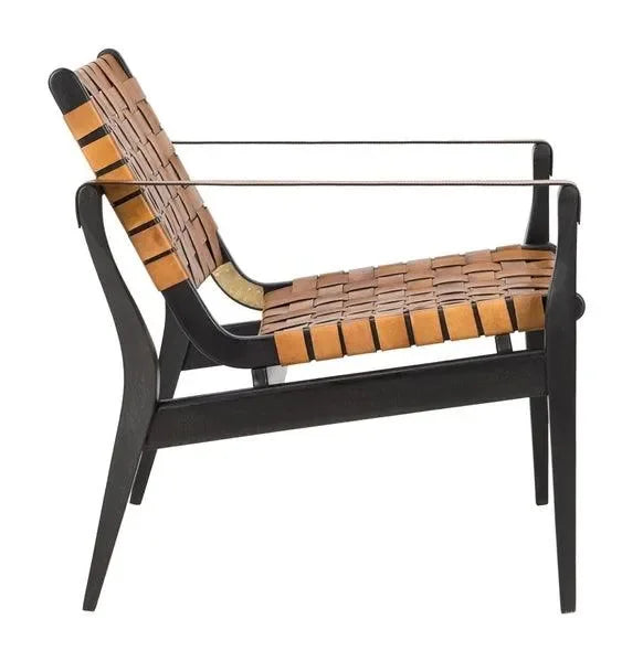 Dilan Leather Safari Chair in Brown and Black - The Mayfair Hall