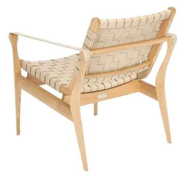 Dilan Leather Safari Chair in White and Natural - The Mayfair Hall