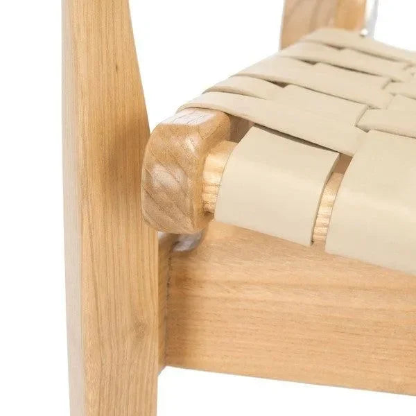 Dilan Leather Safari Chair in White and Natural - The Mayfair Hall