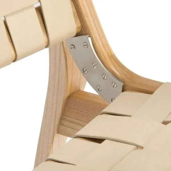 Dilan Leather Safari Chair in White and Natural - The Mayfair Hall
