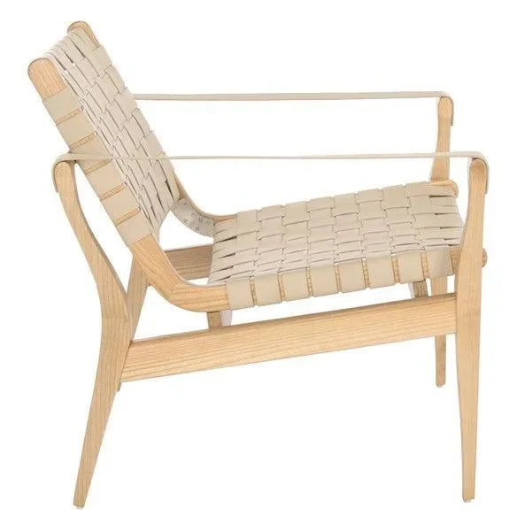 Dilan Leather Safari Chair in White and Natural - The Mayfair Hall