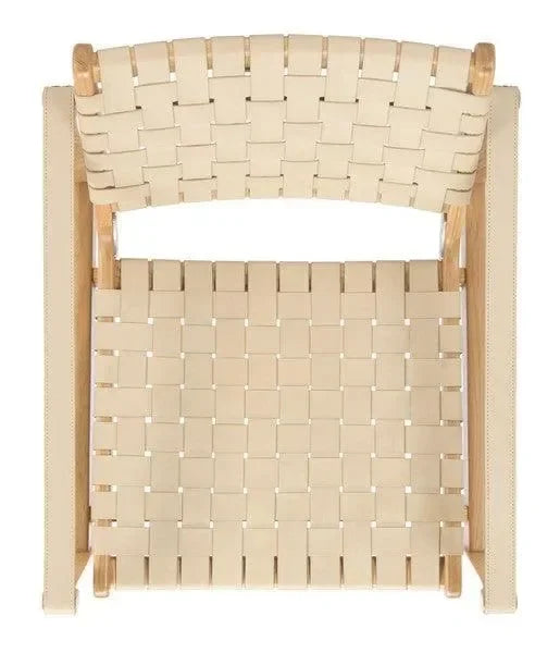 Dilan Leather Safari Chair in White and Natural - The Mayfair Hall