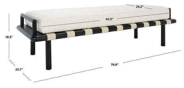 Constantine Teak Wood Bench in Black and White - The Mayfair Hall