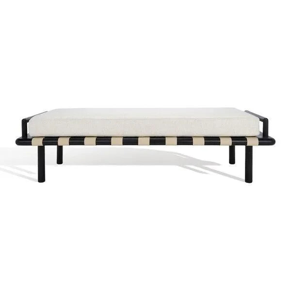 Constantine Teak Wood Bench in Black and White - The Mayfair Hall