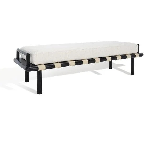 Constantine Teak Wood Bench in Black and White - The Mayfair Hall
