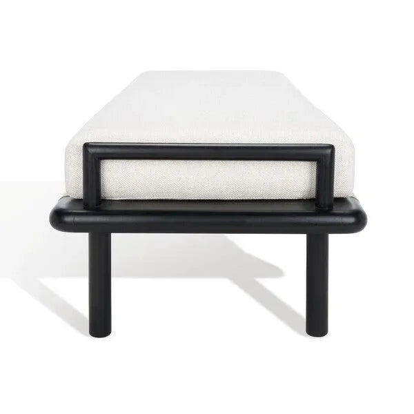 Constantine Teak Wood Bench in Black and White - The Mayfair Hall
