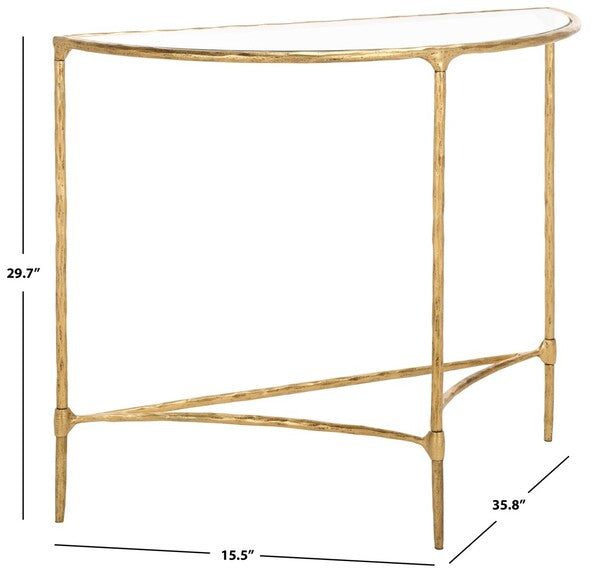 Isabellina Metal Half Moon Console Table in Brass