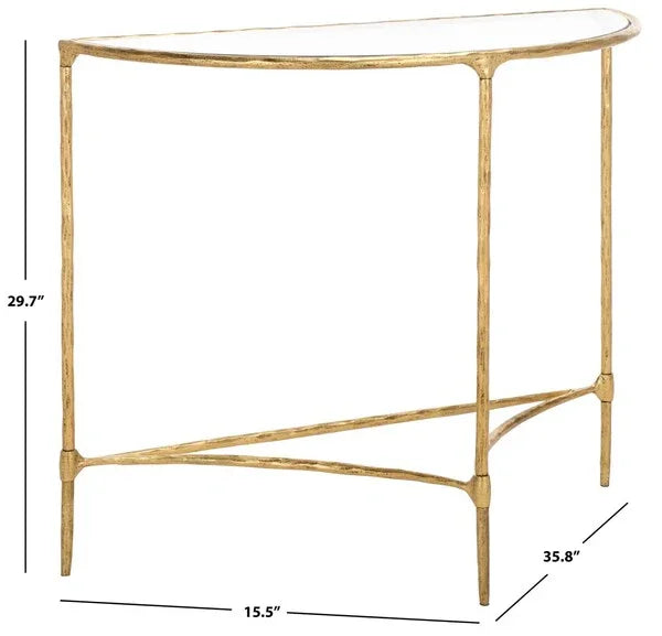 Isabellina Metal Half Moon Console Table in Brass - The Mayfair Hall
