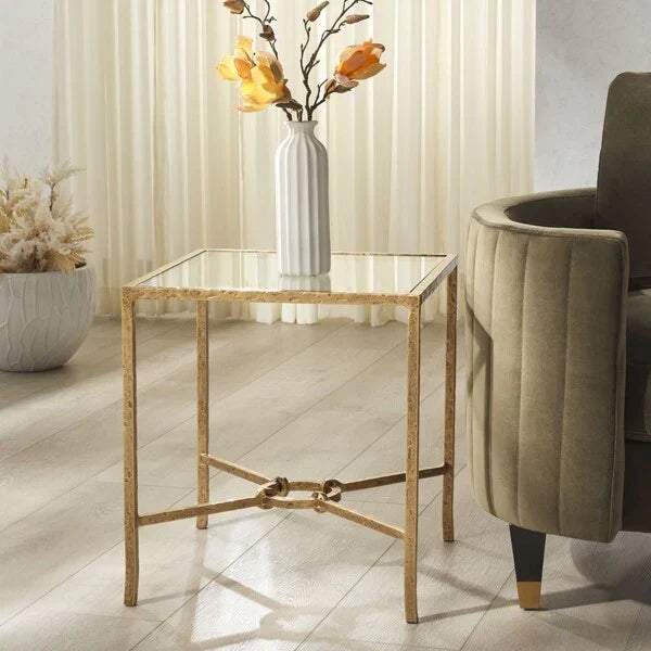 Tauri Forged Metal Square Accent Table in Brass